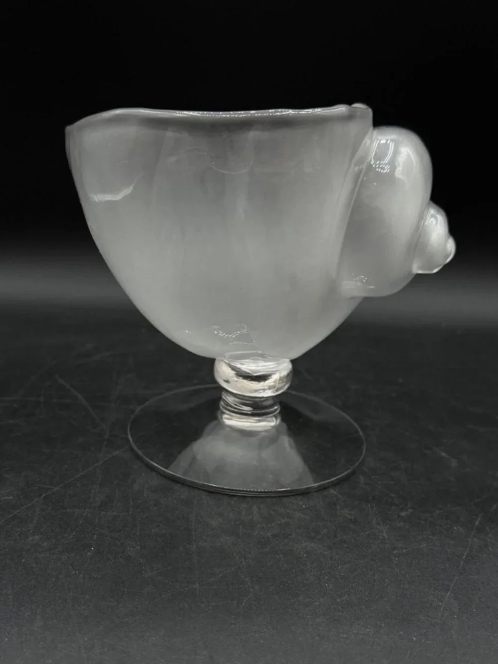 Cambridge Crown Tuscan Glass Footed Nautilus Shell Vase Opaque Frosted